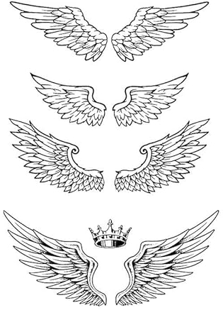 5 Piezas De Alas De Ángel Tatuaje Temporal Pegatina Femenina A Base De Hierbas Tatuaje Simulado Impermeable De Larga Duración Y No Se Decolora