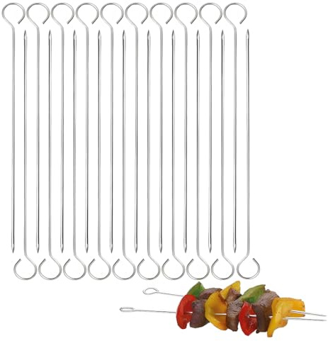 XKSOCT 20 pcs Brochettes de Barbecue en Acier Inoxydable de 20 cm, bâtons de Cocktail, Brochettes de Légumes Pics en Verre à Martini réutilisables