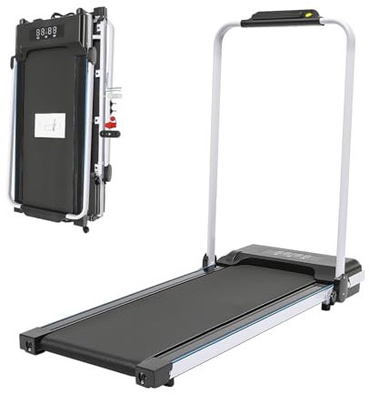 Elektrisches Laufband, 500W Klappbares Laufband für Zuhause bis 10 km/h, Walking Machine mit LCD-Anzeige, Fernbedienung, Doppelter Stoßdämpfung, Max.100kg