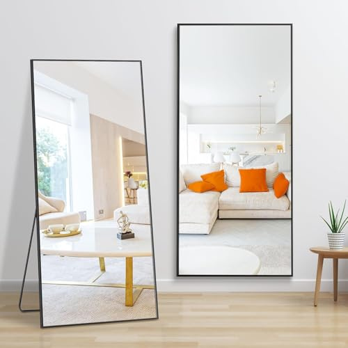 BLSYHDH Ganzkörperspiegel mit Metallrahmen Standspiegel,Schlaf- und Ankleidezimmer Spiegel,2 in 1 Standspiegel und Wandspiegel,80x180cm Ankleidespiegel Dekorative Wandspiegel