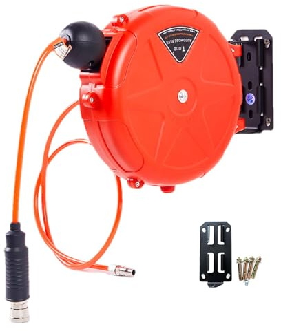 Retractable Air Hose Reel, Compressed Air Hose Reel, 180° Swivel 10m Automatic Rewind Commercial Reel, Wall Hanging Hose Reel, Swivel Lines Compressor Tools, Air Compressor Accessories for Garage