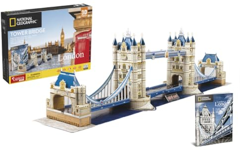 EXPLORA - Tower Bridge - 3D-Puzzles - 540201-120 Teile - Historisches Denkmal - Level 5 - Ohne Kleber oder Schere - London - Bauspiel - Lizenz National Geographic - Ab 8 Jahren