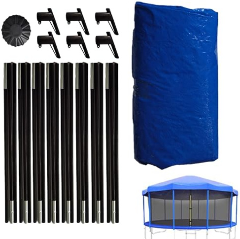 10FT Trampolin-Schattenabdeckung, Trampolin Sonnenschutz Trampolin Überdachung Abdeckung, wasserdichte staubdichte Dach Abdeckung für Trampolin mit 8 Stangen