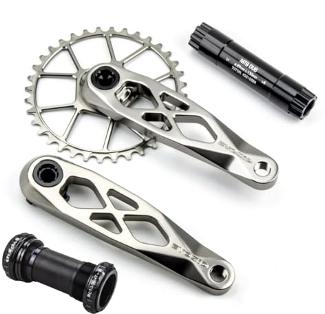 Brazos De Biela para Bicicleta 165/170/175mm,MTB Platos y bielas bicicleta,Biela Para Bicicleta de Montaña 32T 34T 36T 38T,Dub 29mm Pressfit BB68/73mm de Enduro AM(Titanio Crank 170mm, 38T BB)