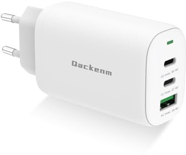 Qackenm USB C Ladegerät 65W, 3-Port USB C Netzteil, GaN PPS Schnellladegerät für MacBook Pro/Air, iPhone 17/iPhone16/16 Pro/15, iPhone Air, iPad mini/Air, Dell XPS 13, Galaxy S24, Steam Deck (Weiß)