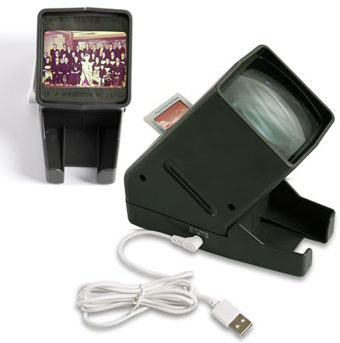 YCCLDIPL 35mm Slide Viewer, 3X Magnification and Desk Top LED Lighted Illuminated Viewing and Battery Operation-for 35mm Slides & Positive Film Negatives(Not 4AA Batteries Included)