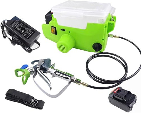 DOJOEUU Pulverizador de Pintura sin Aire con Mochila, pulverizador de Pintura portátil con batería de 5000 mAh, máquina de pulverización de Pintura de Alta presión de 1,7 l, 6 velocidades Ajustables