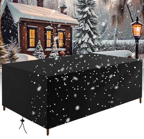 OUZUIU Gartenmöbel Schutzhülle Für Gartenmöbel Schwarz Rechteckig Schwerlast 190x90x45cm/LxWxH 420D Oxford Gewebe Schutzhülle für Sofa Tisch Stühle, Wasserdicht kältebeständig und UV-beständig