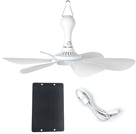 Ventilatore Ad Energia Solare 5/6/10 W Piccolo Ventilatore da Soffitto Esterno Ventilatore da Campeggio con Pale Plug-and-play in ABS da 6 Pezzi Silenzioso Adatto for 5-10 Metri Quadrati (diametro 42