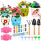 Sinmoe 4 Set Paint Plant Ceramic Flower Growing Kit DIY Flower Growing Gifts Paint Your Own Plant Pot Set Garden Planting Tools