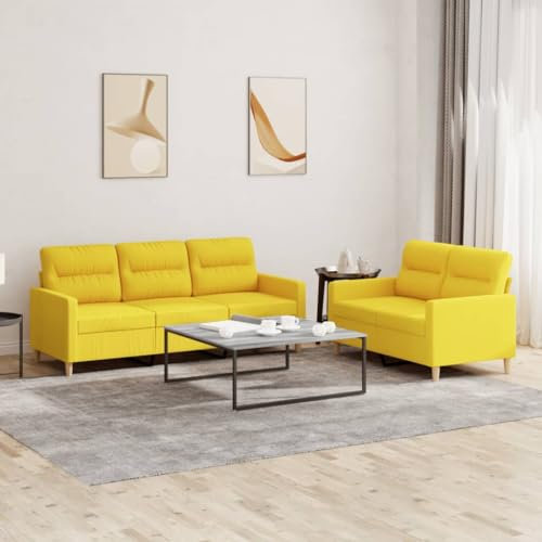 Xichuzi 2-TLG. Sofagarnitur mit Kissen Hellgelb Stoff, Sofas & Couches, Sofa Wohnzimmer, Sofa Für Jugendzimmer, Relaxsofa, Sofa Für Schlafzimmer, Polstersofa - 3201605