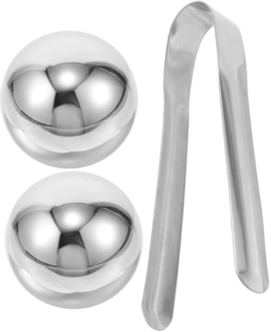 BRIGHTFUFU 1set Stainless Steel Drink Stones Reusable Cooling Balls for Wine Espresso Iced Coffee Non-melting Stainless Steel Chillers for Fast Beverage Cooling