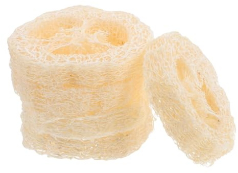 Vaguelly Set de 5 Esponjas de Lufa Natural para Baño Soporte para Jabón, Base Transpirable y Absorbente, Forma Simple y Uso en Decoración Creativa