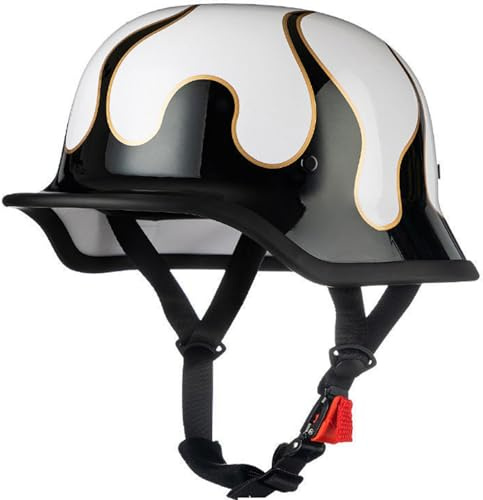 Casco Vintage Retrò Scooter, Casco Scodella Casco Jet Ciclomotore Casco Mezzo Casco Cromwell Casco Aperto Per Uomo E Donna Certificazione DOT/ECE Per Moto Chopper Motorino 1,XL