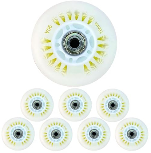 JCCHT Ruedas de Patines en línea iluminadas, Ruedas de Repuesto de PU luminiscentes de 60 mm a 110 mm con rodamientos, 90 A, Paquete de 8,Multi Colored,60MM