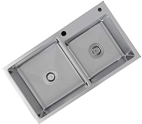 Doppelwaschbecken Edelstahl Waschbecken Große Kapazität Haushaltshandwaschbecken mit Beschichtung Langlebiges und stilvolles Design für Küche und Wäsche