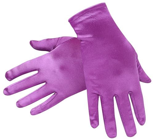 JUNART Satinhandschuhe für Damen, Kurze Abendhandschuhe, Weiche und Bequeme Handschuhe für Hochzeitsfeier, Halloween, Cosplay-Kostüm