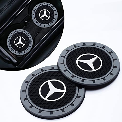 2 Pcs Car Cup Holder Coaster Fit Mercedes Benz CESM CLK GLK GL AB AMG GLS GLE AMG Series,Insert Coaster for Car,Anti Slip Car for Car Interior Accessories,Black