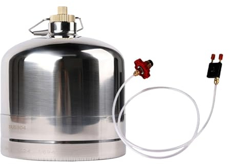 DXEHSEUY Stainless Steel Gas Bottle Inflatable Empty Refillable for Hiking Fishing, 2.2L