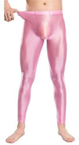Men's Shiny Leggings, High Waist Tummy Control Glossy Yoga Sports Pants, Stretchy Foil Spandex Tights for 80s Disco, Slim Fit Solid Full Length Trousers for Dancewear Nightclub Rave Party Fitness | Stretchy Foil Spandex Tights for 80s Disco, Slim Fit Solid Sports Trousers for Dancewear Nightclub Rave Party Fitness