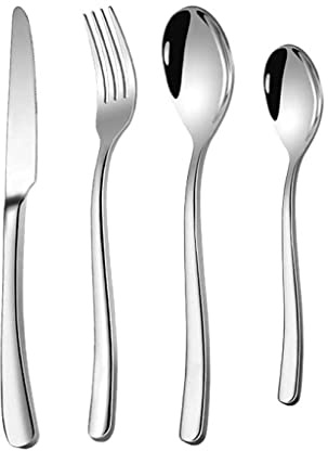 Cubiertos de acero inoxidable, Juego de cubiertos acero inoxidable 8 piezas - Vajilla Western Steak (2 juegos cuchillo, tenedor, cuchara y juego café) Elegante vajilla mixta