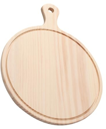 Gatuida Plateau Rond en Bois Naturel 25 CM pour Service Alimentaire Plateau de Rangement pour Collations Plat de Présentation pour Pizza Usage Domestique et Réception
