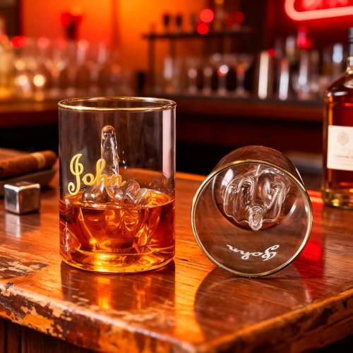 UIDMEN Verre à whisky humoristique personnalisé avec doigt d'honneur, 370 ml (12,5 oz), idéal pour le Scotch et le Bourbon. Design 3D avec doigt d'honneur. Cadeau original et amusant pour homme