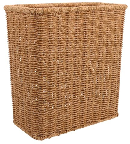 Healeved Cesta de Basura Tejida sin Tapa Papelera de Mimbre Compacta y Pequeña para Cocina y Baño Organizador Multifuncional para Almacenamiento en Espacios Reducidos Estilo Nórdico