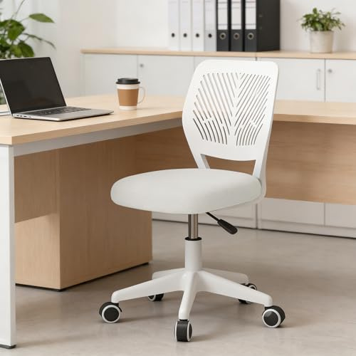 HDHNBA Höhenverstellbarer Homeoffice-Stuhl ohne Armlehnen – runder Schreibtisch-Rollhocker mit Rückenlehne
