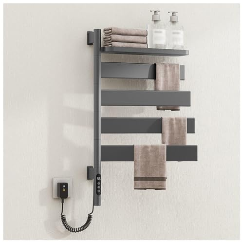 Seche Serviette Electrique Soufflant, Chauffe Serviette 135W, avec Minuterie/Température Réglable, Économie d'énergie, Porte Serviette Radiateur Salle De Bain avec Température Constante,Gray