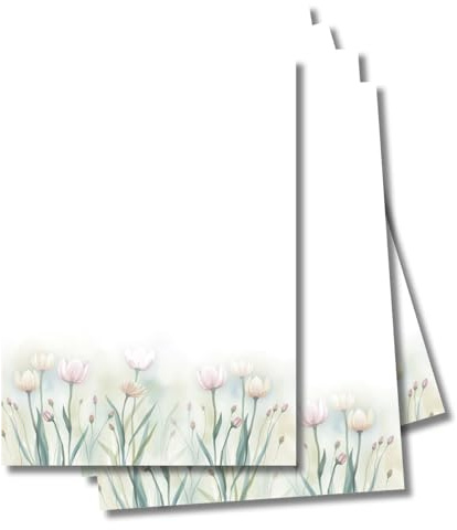 Premium Briefpapier, Eucalyptus, DIN A4, Motiv Ostern Frühling, Extra starkes Papier 120g/m², Laser und Inkjet geeignet, Gastronomie, Speisekarten, bedruckbar DIY, 50 Blatt