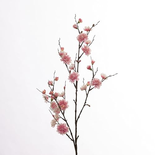 2474U Kunstzweig Kirschlorbeer mit vielen Blüten – Höhe 86 cm – Creme/Pink