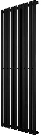 Radiatore Ovale a Colonna Singola 1600 x 600 mm Verticale Design Moderno Acciaio al Carbonio Riscaldamento Centrale Nero con Kit Fissaggio e Spazzola