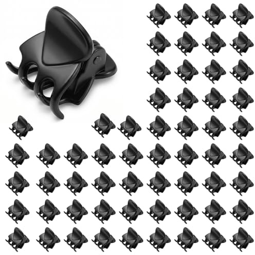 JJUNW 60Stück Mini Haarspangen, Klein Haarklammer, 1.5cm Kleine Haarschmuck | Haarspangen Kunststoff Haarklaue Haarstyling Zubehör für Damen und Mädchen(Schwarz)