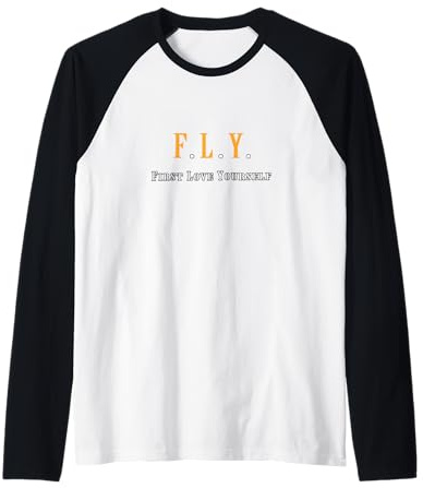 Naranja Color First Love Yourself Gráfico Naranja Camiseta Manga Raglan