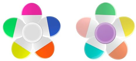 Generisch 2 Stück Tragbarer Textmarker zum Stressabbau, Spinner, 10-farbig, fluoreszierender Textmarker für Schüler und Studenten