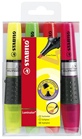 STABILO - Textmarker - LUMINATOR - 4er Pack - gelb, grün, orange, pink