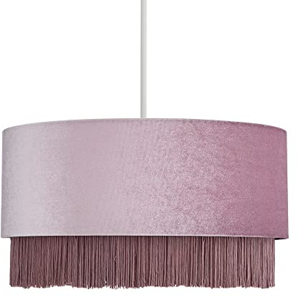Litecraft Tess Light Shade 35cm Fringed Easy Fit Ceiling Lampshade - Lilac