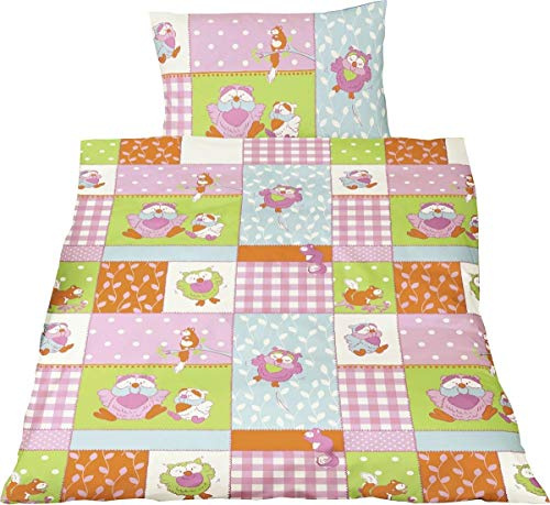 Bierbaum Babybettwäsche Babybett 40 x 60 100 x 135 cm Renforce Eule Owl in Rosa