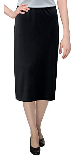 Baby'O Women's Basic Modest 26 Below The Knee Length Stretch Knit Straight Skirt (Black - 16)