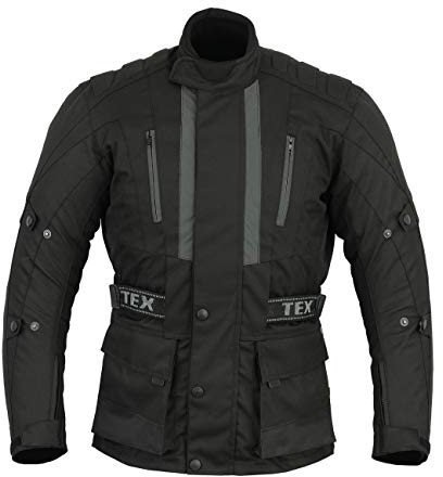 Texpeed Giacca da moto con protezioni - Giubbotto 4 stagioni da motociclista inverno invernale/estate impermeabile con armatura (EN 1621-1) Nero - XL