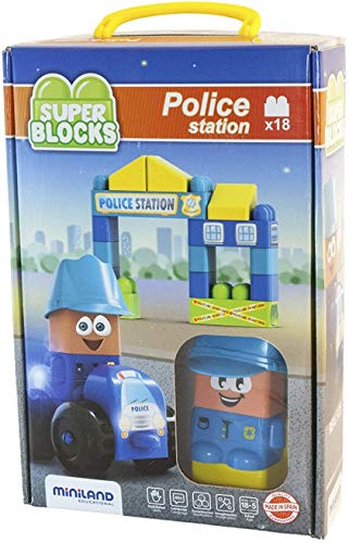 Miniland Miniland32353 Super Blocks Stazione di Polizia, Multicolore