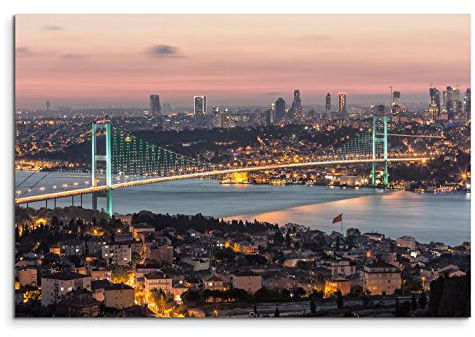 Paul Sinus Art Leinwandbild 120x80cm Urbane Fotografie – Legendäre Bosporusbrücke in Istanbul