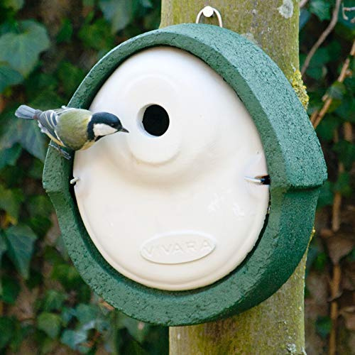 CJ Wildlife Nistkasten – Vogelnistkasten für Meisen – Marderschutz Holzbeton Woodstone Grün – Nistkasten für draußen – 28 mm Einflugöffnung – langlebig und isolierend