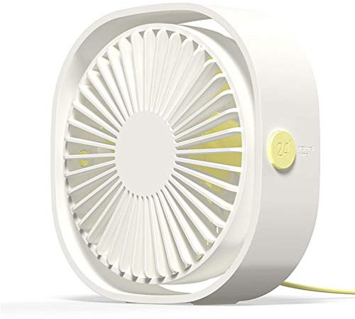 QREZ Mini Ventilateur De Table, Petit Ventilateur Portable Ventilateur USB Chargeur De Bureau Mini Ventilateur Extérieur De Bureau Portable pour Bureau À Domicile,Blanc