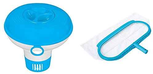 Intex Diffuseur Flottant + Epuisette de Fond Bleu