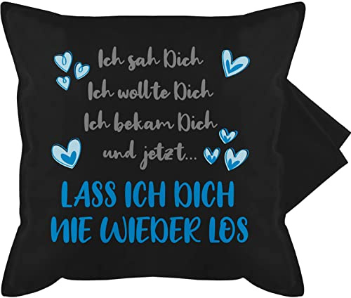 Kissenbezug - Partner Kissen Ideen - Ich sah Dich, ich wollte Dich, ich bekam Dich Geschenk Valentinstag Mann Valentinstaggeschenk Frauen Sie Ihn - 50 x 50 cm - Schwarz - valtentinstagsgeschenk