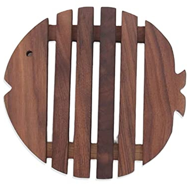 Sottopiatti in legno, antiscivolo e antiscivolo, isolamento termico, a forma di pesci, protezione da tavolo, sottobicchiere in legno, adatto alla decorazione di ristorante di caffè-Bar (marrone noce)