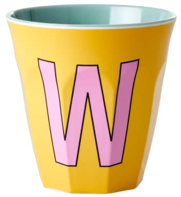 RICE DK - Taza de melamina (tamaño mediano), color albaricoque con letra W