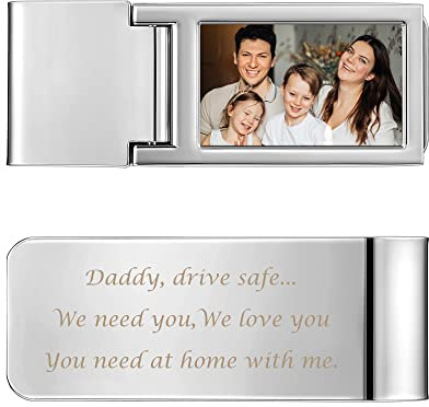 PiercingJak Personalized Gravur Herren Geldscheinklammer Metall Geldklammer Geldclip Business Credit Card Holder Money Clip, Silber